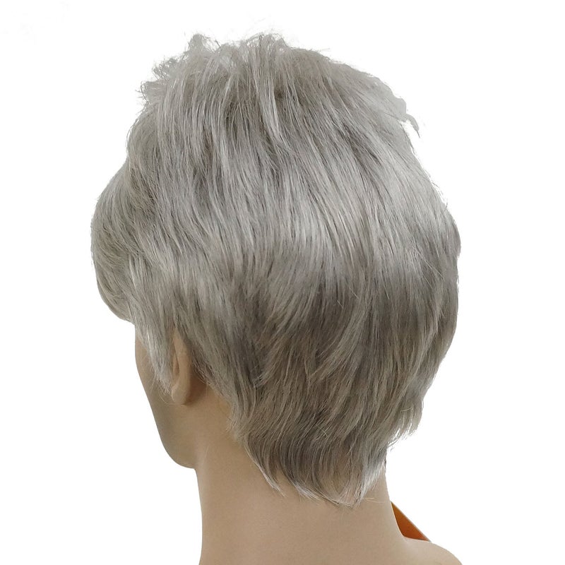 Lydell Men Wig Natural Short Straight Hair Synthetic Full Wigs (51 Silver Grey) - Image 4